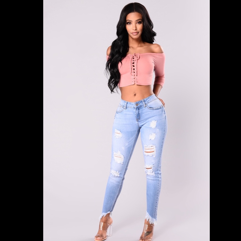 Fashion Nova light wash booty lifting jeans